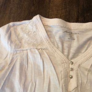 EUC Eddie Bauer long sleeve Henley with lace